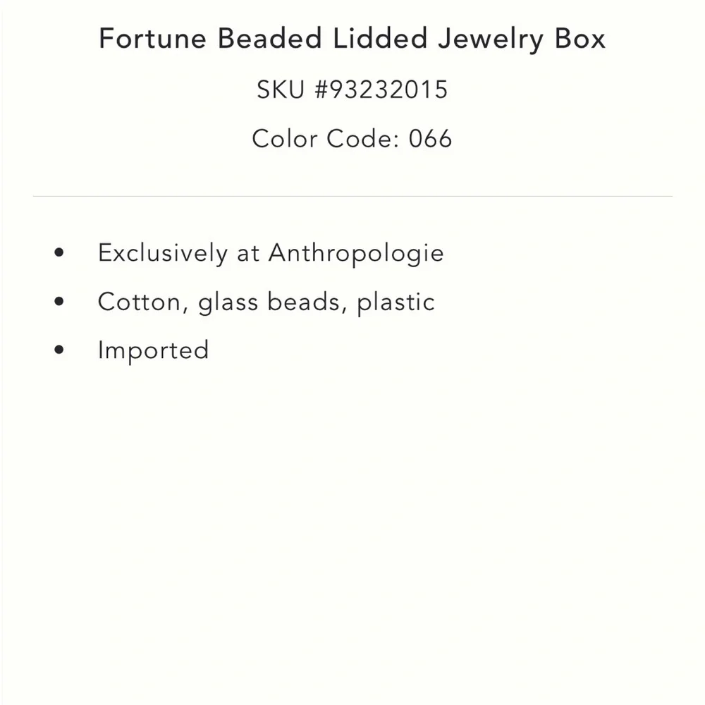 ✨ Anthropologie Fortune Beaded Lidded Jewelry Box